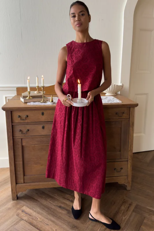 Wide Hem Skirt - Rouge Eyelet sold by Emerson Fry