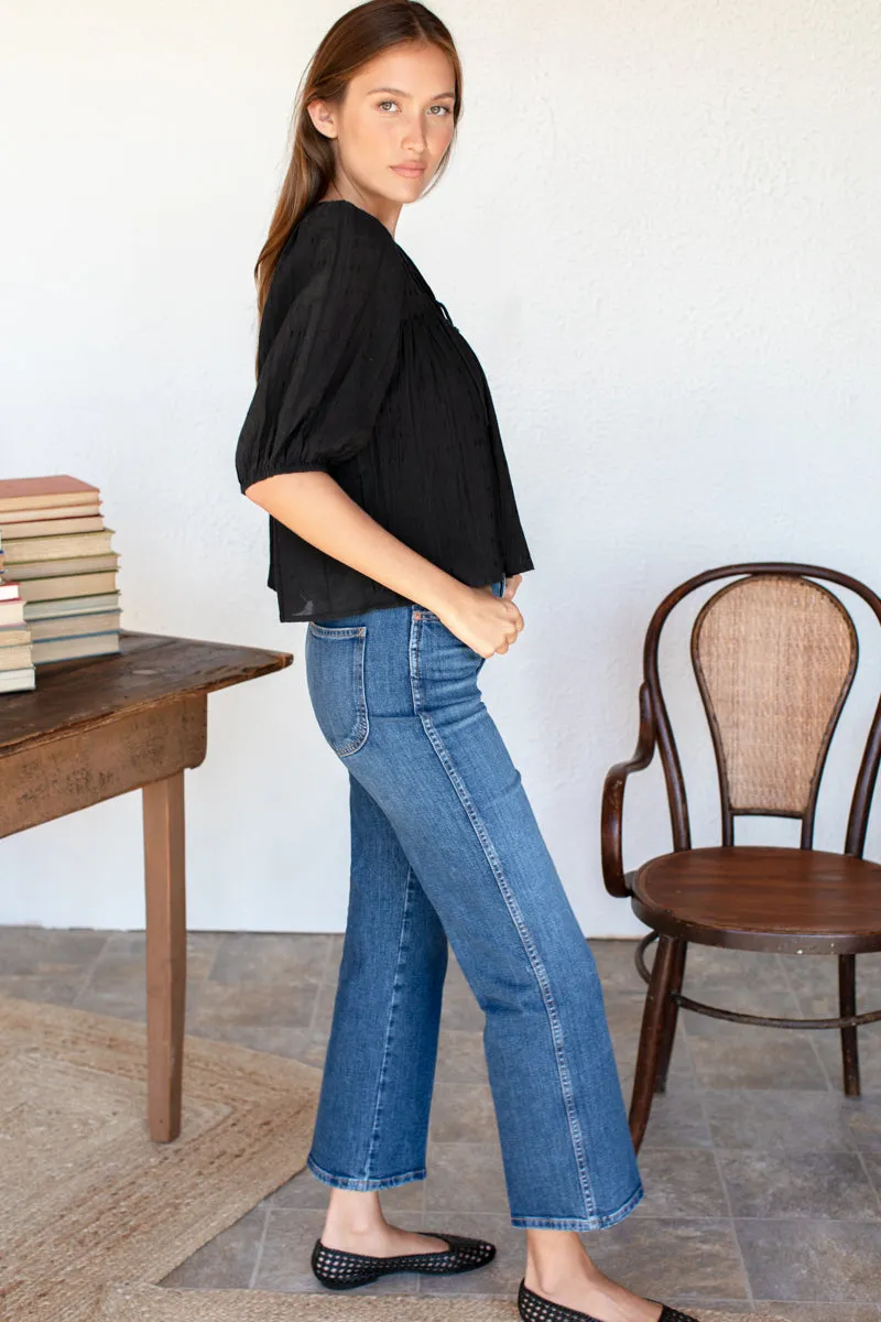 Puff Isla Top - Black Beauty Cotton Dobby Jacquard sold by Emerson Fry product image thumbnail 5