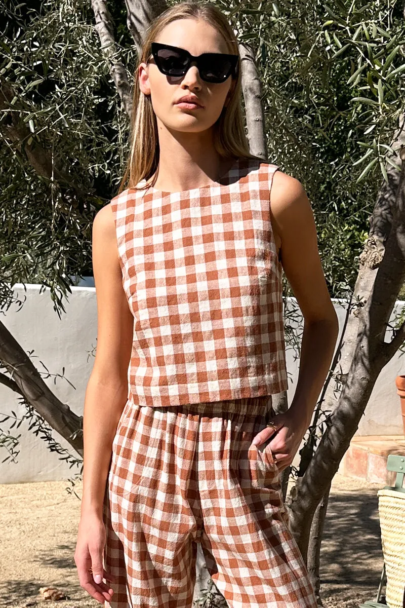 Studio Boxy Top - Handloom Gingham Rust sold by Emerson Fry product image thumbnail 2