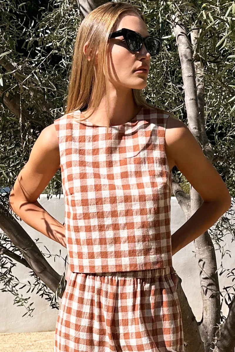 Studio Boxy Top - Handloom Gingham Rust sold by Emerson Fry product image thumbnail 3