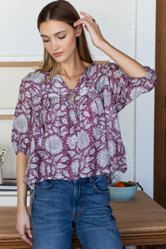 Puff Isla Top - Arles Purple sold by Emerson Fry