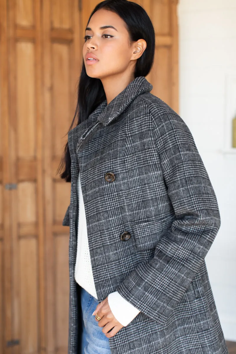 Thomas Coat - Stewart Plaid Charcoal Wool sold by Emerson Fry product image thumbnail 4