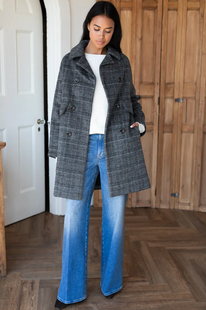 Thomas Coat - Stewart Plaid Charcoal Wool sold by Emerson Fry