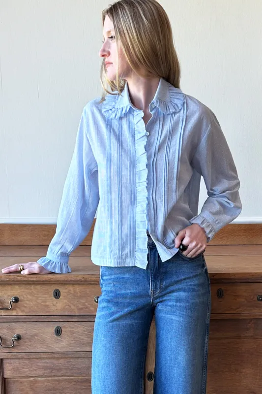 French Heirloom Shirt - Azure Clouds sold by Emerson Fry
