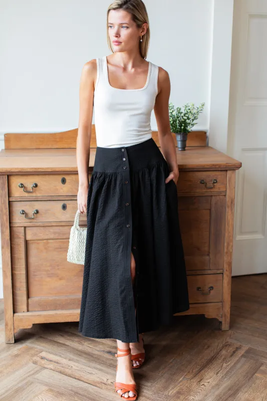 Elina Skirt - Black Seersucker made by Emerson Fry