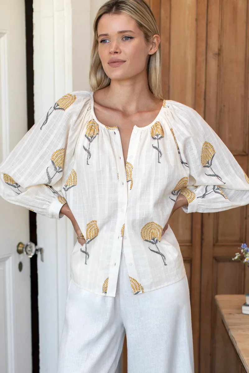 Frances Blouse - Fan Flowers Marigold sold by Emerson Fry
