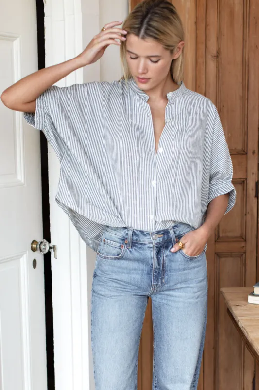 Mandarin Collar Top - Mandela Stripes made by Emerson Fry