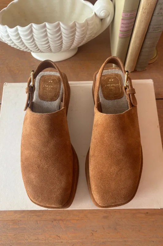 Platform Buckle Slingback - Camel Suede made by Emerson Fry