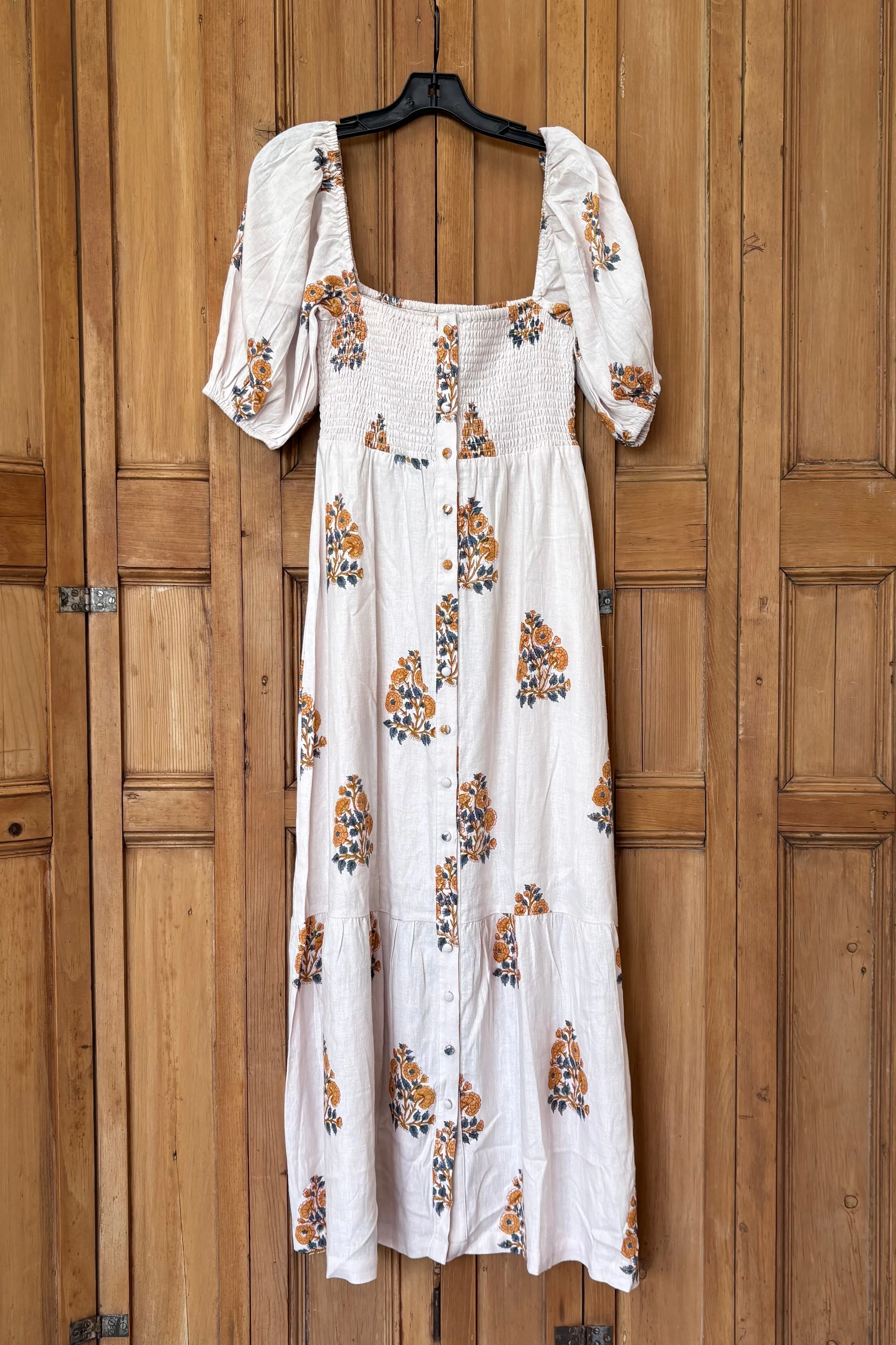 Santiago 4 Maxi Dress - Tomas Flowers Marigolds Linen sold by Emerson Fry product image thumbnail 3