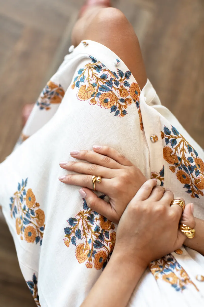 Santiago 4 Maxi Dress - Tomas Flowers Marigolds Linen sold by Emerson Fry product image thumbnail 2