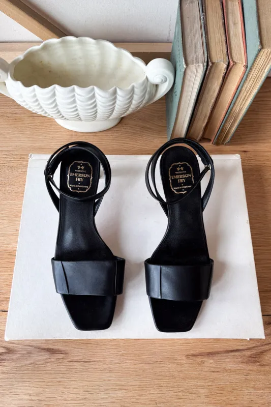 Square Toe Low Heel - Black Leather made by Emerson Fry