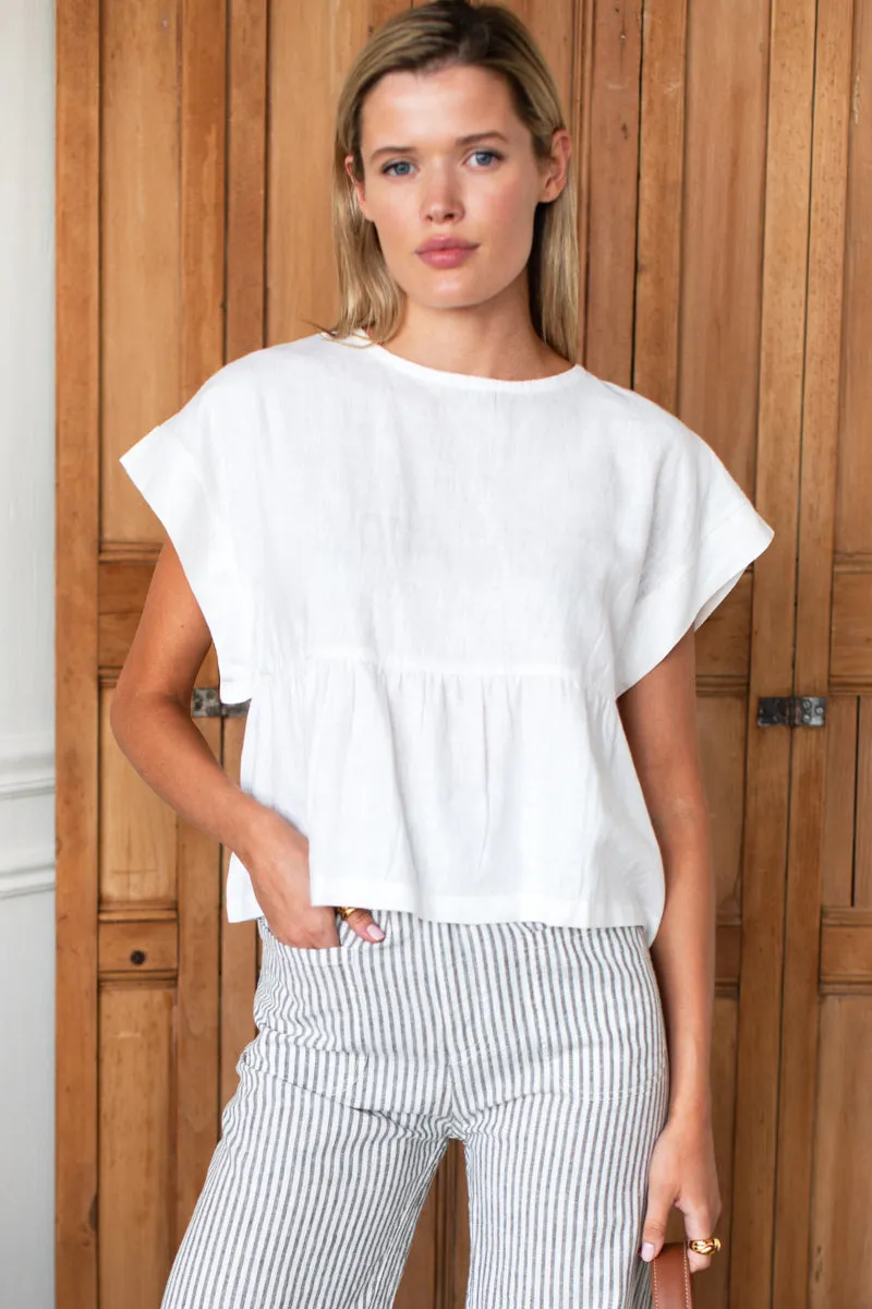 Dolman Peplum Top - Ivory Linen sold by Emerson Fry