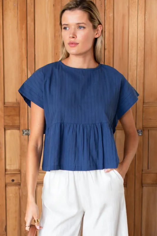 Dolman Peplum Top - Blue Indigo made by Emerson Fry
