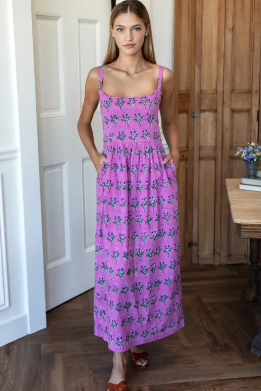 Jour Maxi Dress - Big Marigolds Purple Orchid Organic made by Emerson Fry