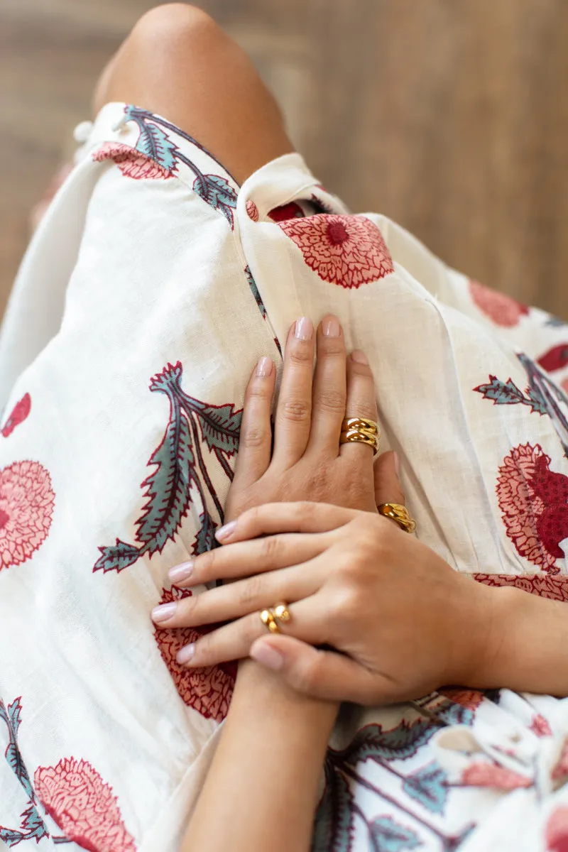 Lucy 4 Basque Dress - Blush Peonies Linen sold by Emerson Fry product image thumbnail 2