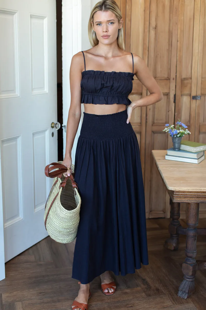 Smocked Maxi Skirt - Midnight Linen sold by Emerson Fry product image thumbnail 4