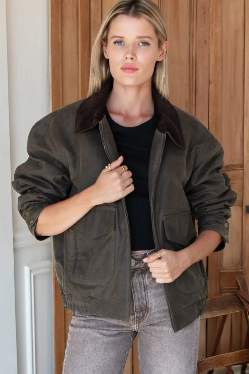 Relaxed Bomber - Pine Waxed Cotton sold by Emerson Fry