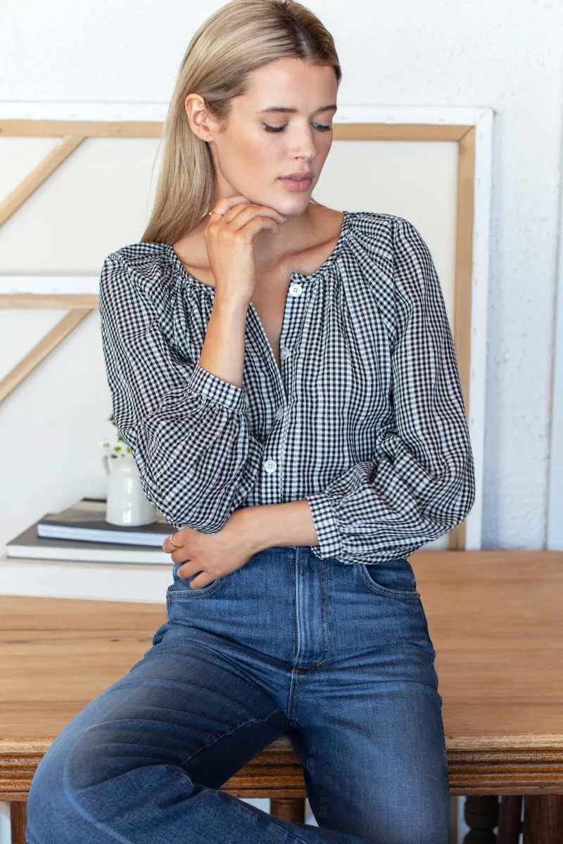 Frances Blouse - Crushed Gingham Black + Ivory sold by Emerson Fry product image thumbnail 3