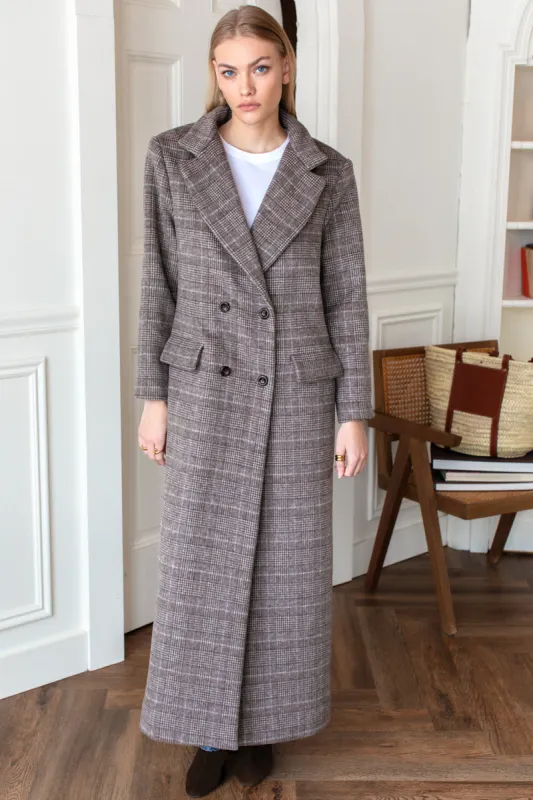 Emerson Layering Maxi Coat - Stewart Plaid Chestnut made by Emerson Fry