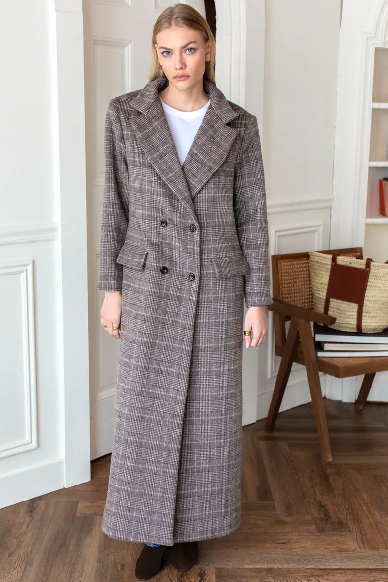 Emerson Layering Maxi Coat - Stewart Plaid Chestnut sold by Emerson Fry