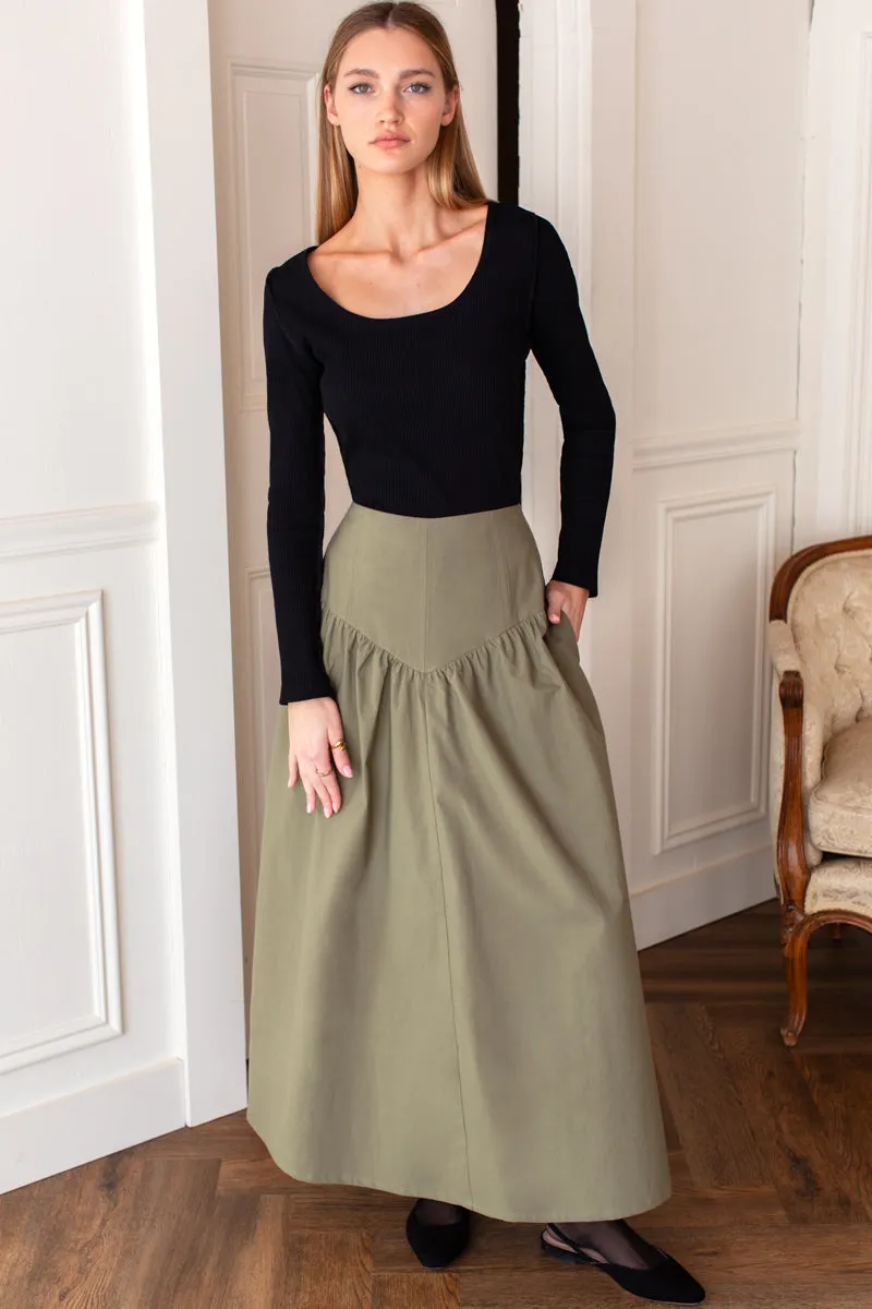 A Line Maxi Skirt - Laurel Green sold by Emerson Fry