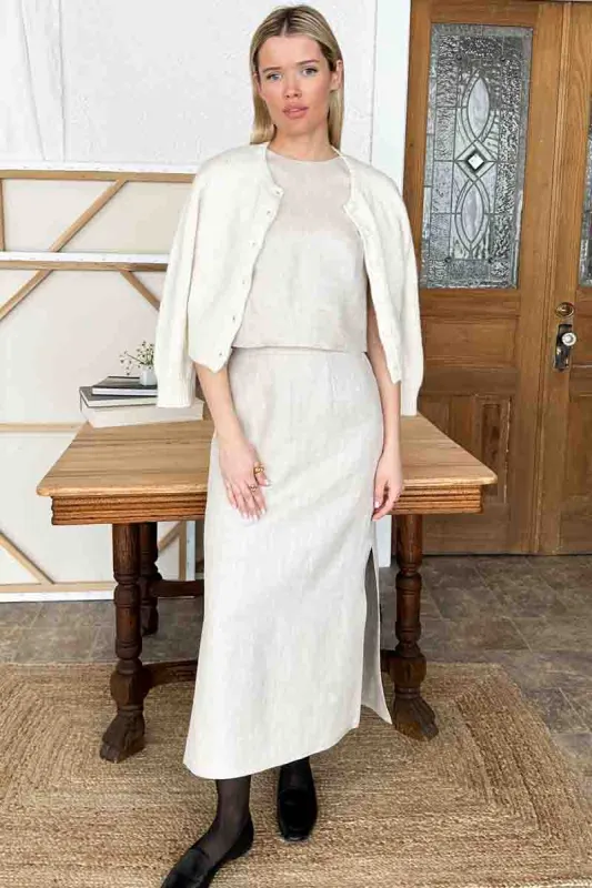 Studio Skirt - Natural Herringbone Twill made by Emerson Fry