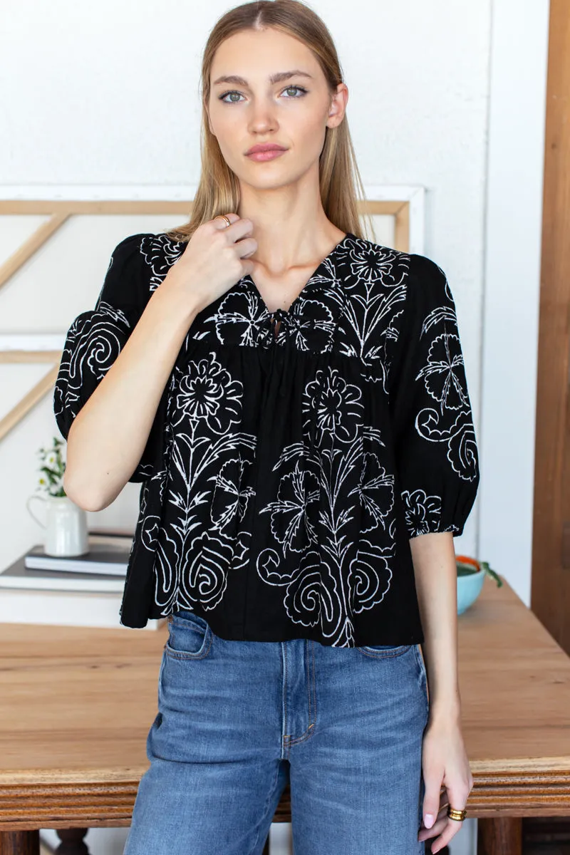 Puff Isla Top - Maeve Outline Black Linen sold by Emerson Fry product image thumbnail 5