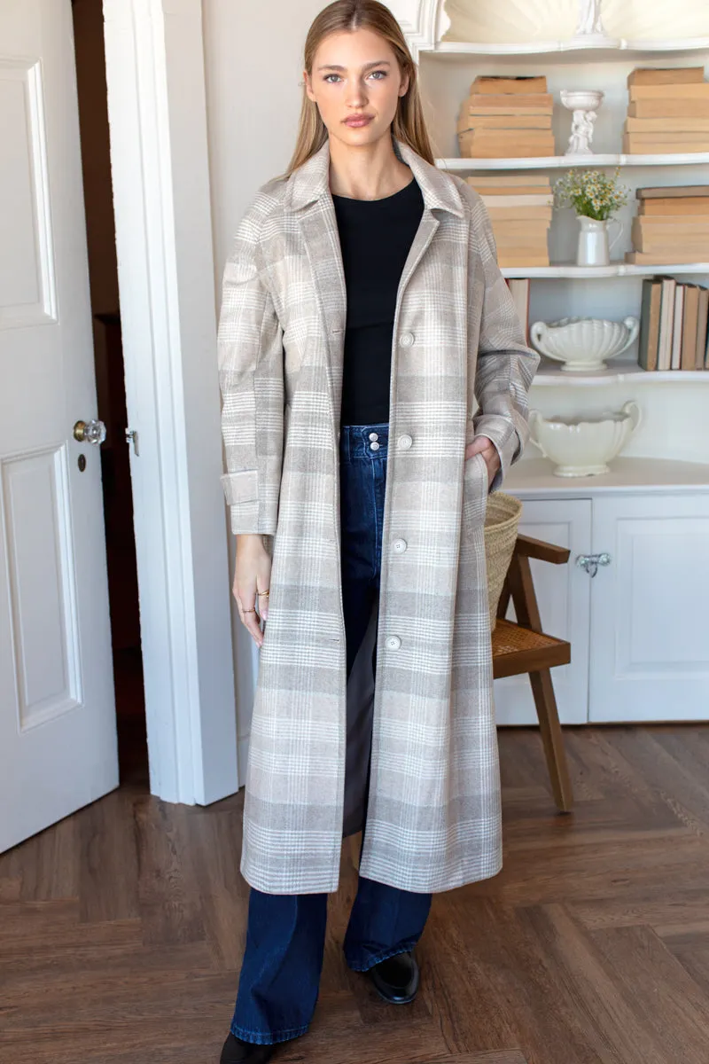 Maxi Overcoat - Camel Glen Plaid sold by Emerson Fry