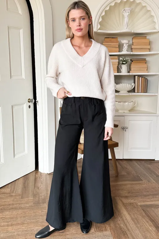 Tulip Wide Leg Pant Clean Hem - Black made by Emerson Fry