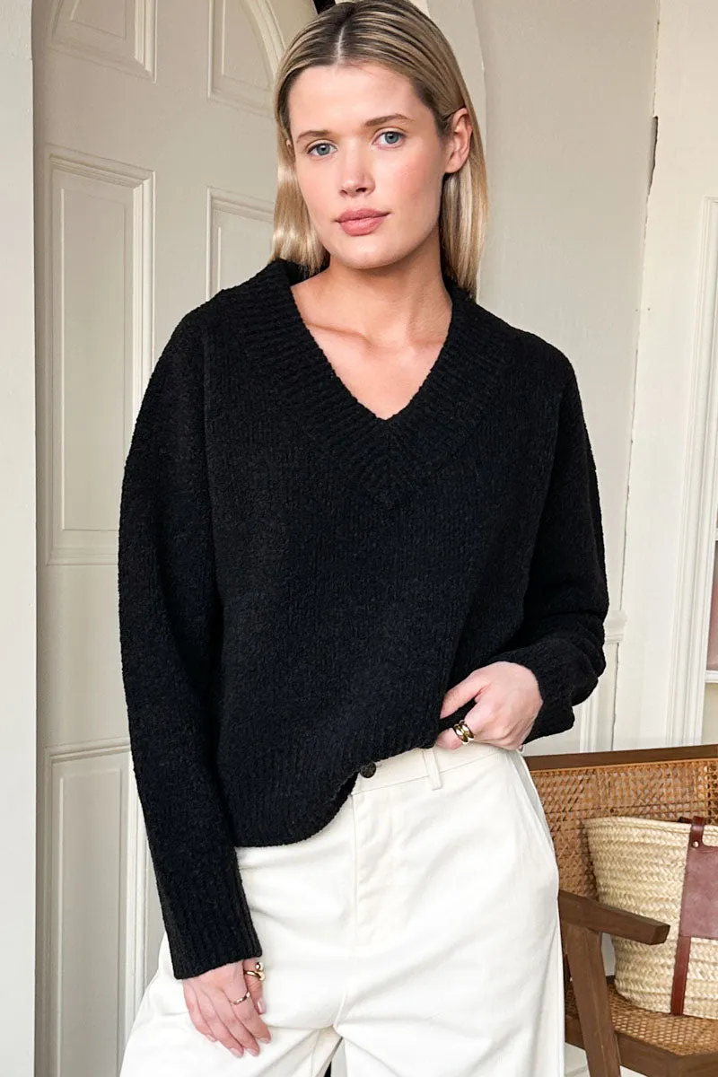 Boxy V Neck Sweater - Black Wool sold by Emerson Fry product image thumbnail 2