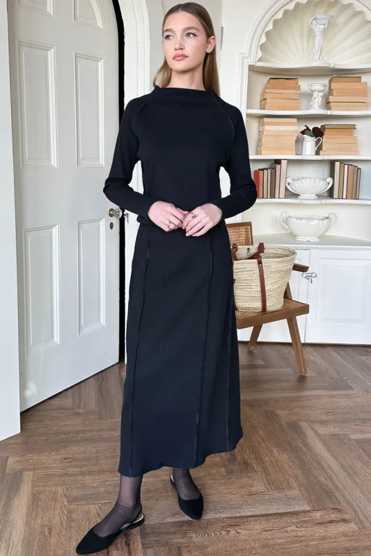 Mock Neck Top - Black Swan Rib made by Emerson Fry