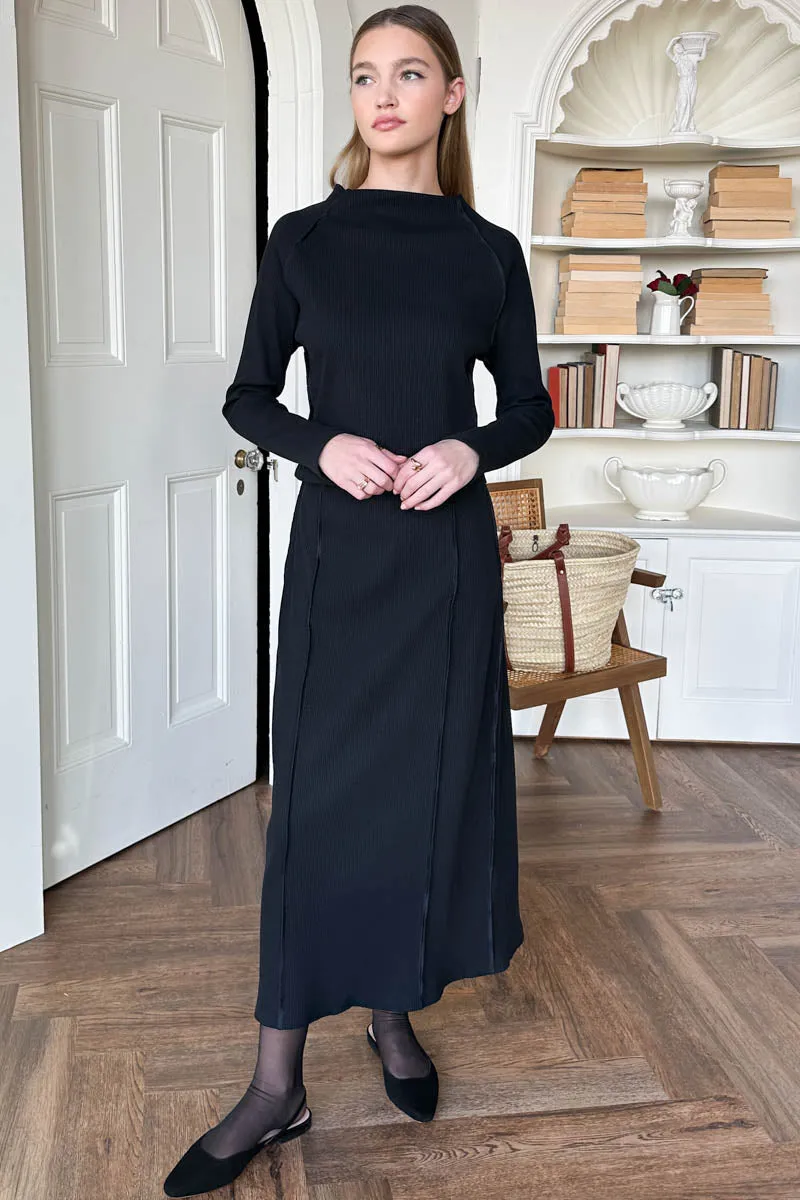 Mock Neck Top - Black Swan Rib sold by Emerson Fry