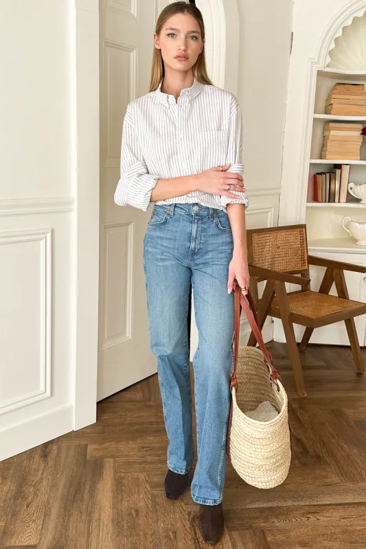 Ryan Shirt  - Rustic French Stripe Ivory made by Emerson Fry