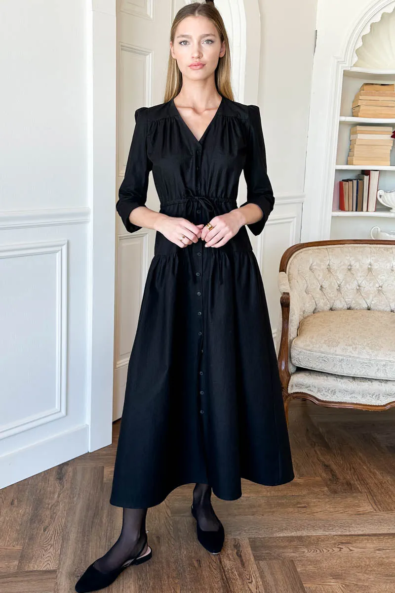 Day Tier Dress - Black Slubby Cotton sold by Emerson Fry