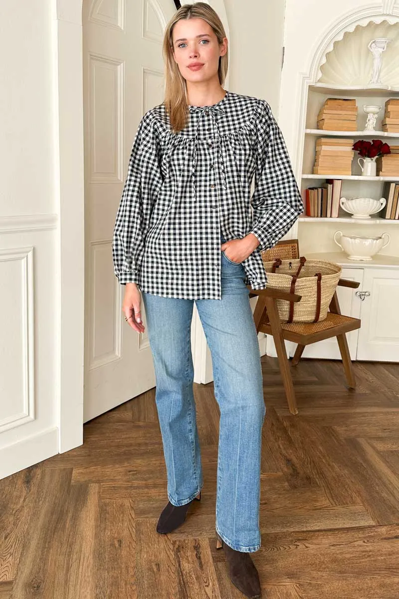 Poet Blouse - French Indigo Gingham sold by Emerson Fry