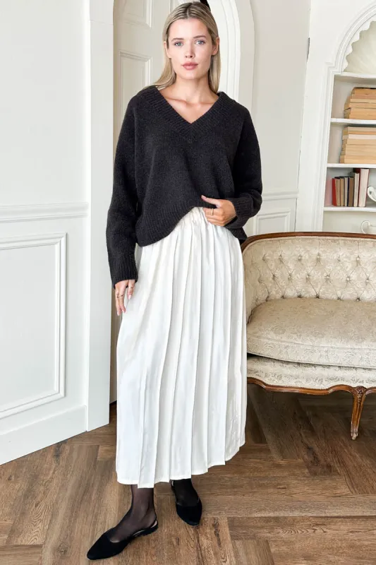 Soft Pleated Maxi Skirt - Arctic Wolf made by Emerson Fry