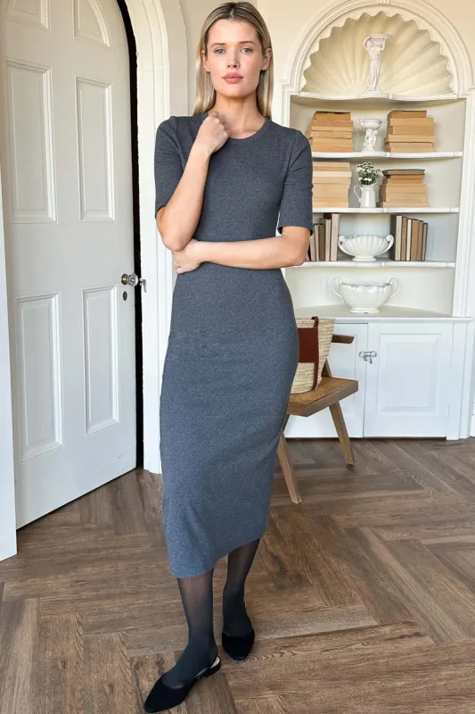 Romilly Dress - Charcoal Melange Rib made by Emerson Fry