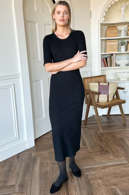 Romilly Dress - Black Rib sold by Emerson Fry