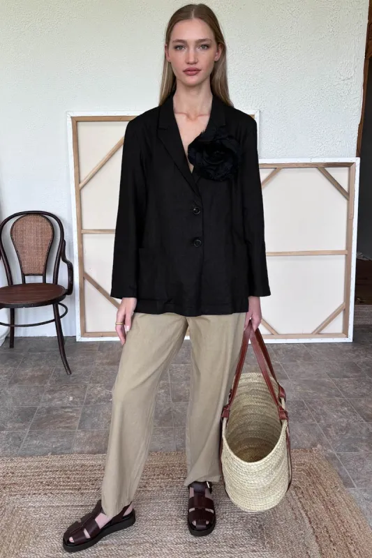 Studio Shell Jacket - Jet Black Linen made by Emerson Fry