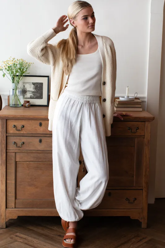 Relaxed Studio Pant - Dove White Linen made by Emerson Fry