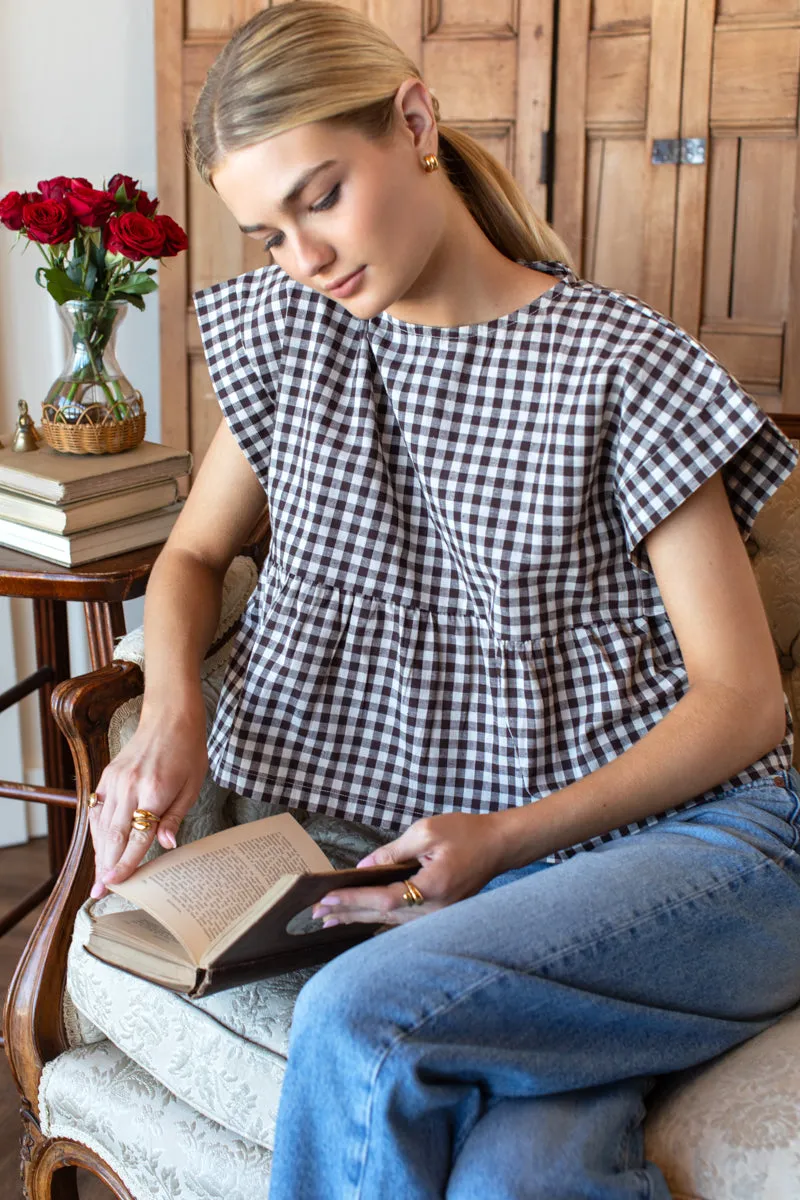 Dolman Peplum Top - Cocoa Gingham sold by Emerson Fry product image thumbnail 5