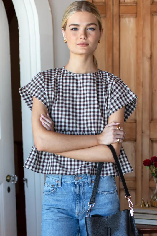 Dolman Peplum Top - Cocoa Gingham made by Emerson Fry
