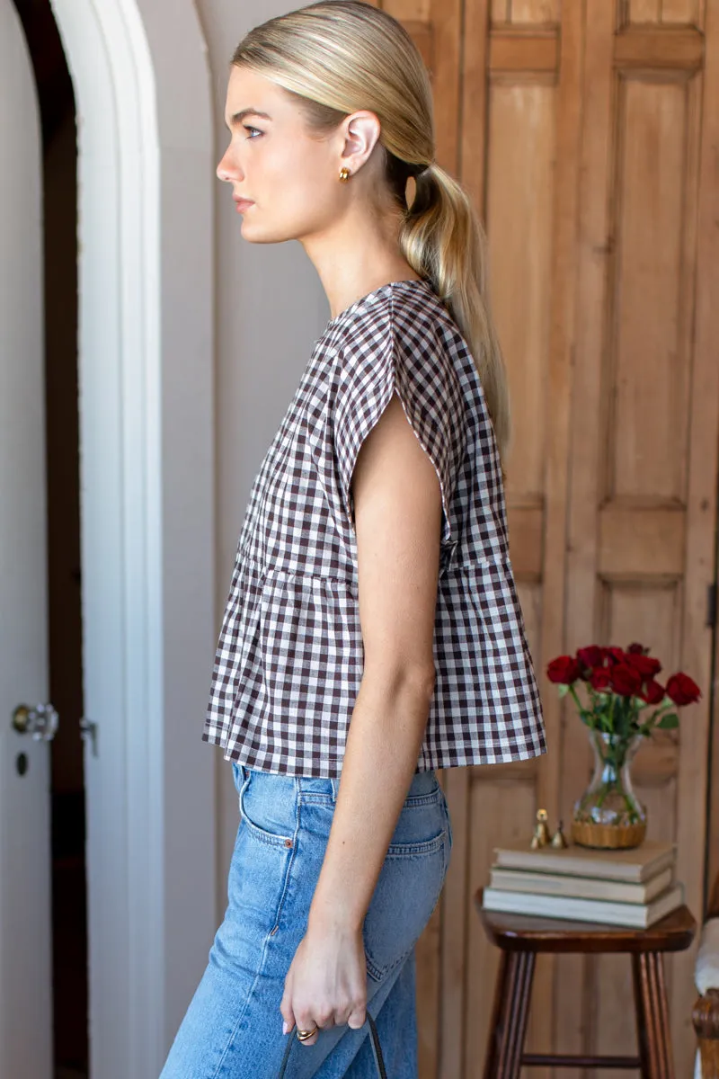 Dolman Peplum Top - Cocoa Gingham sold by Emerson Fry product image thumbnail 4