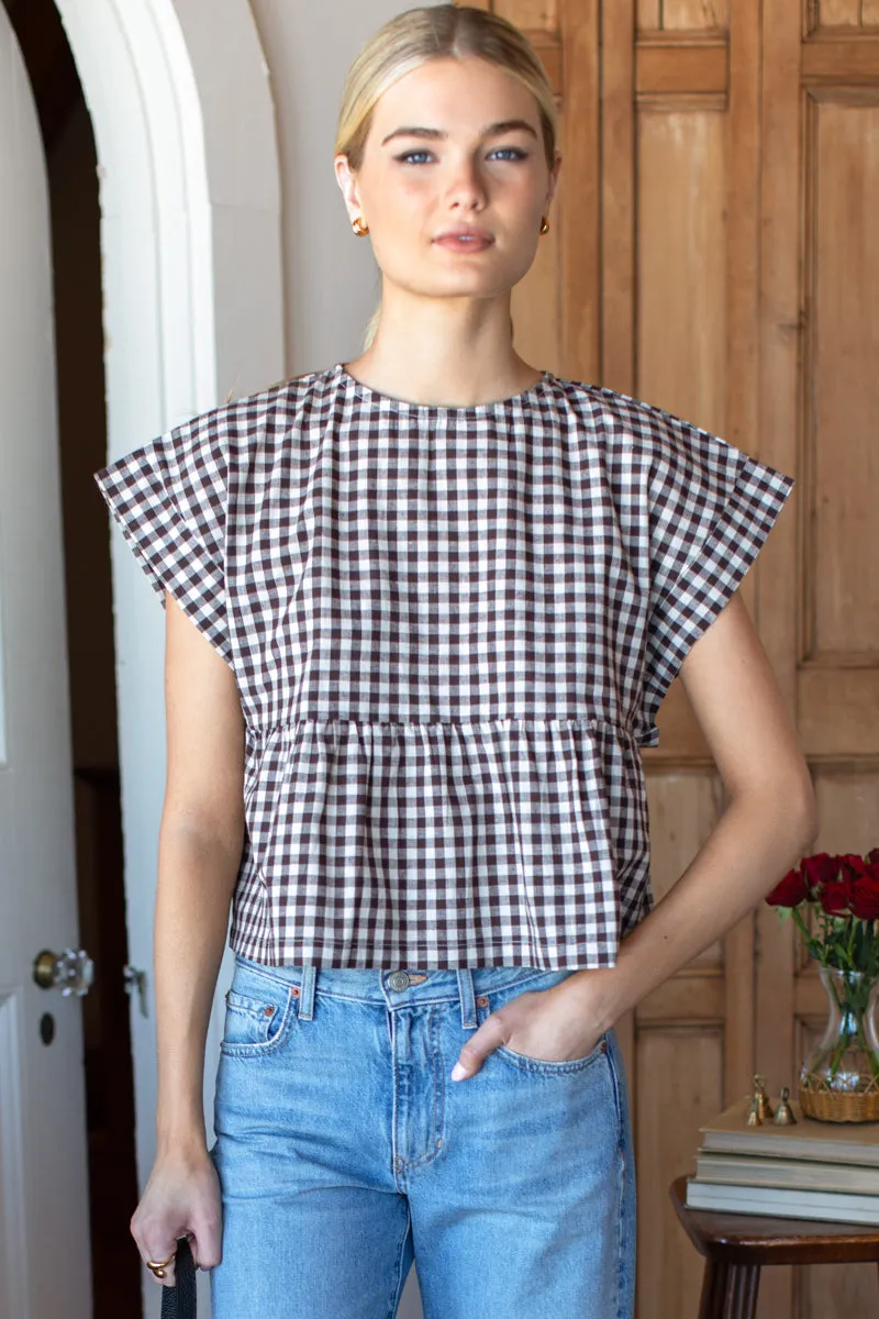 Dolman Peplum Top - Cocoa Gingham sold by Emerson Fry product image thumbnail 2