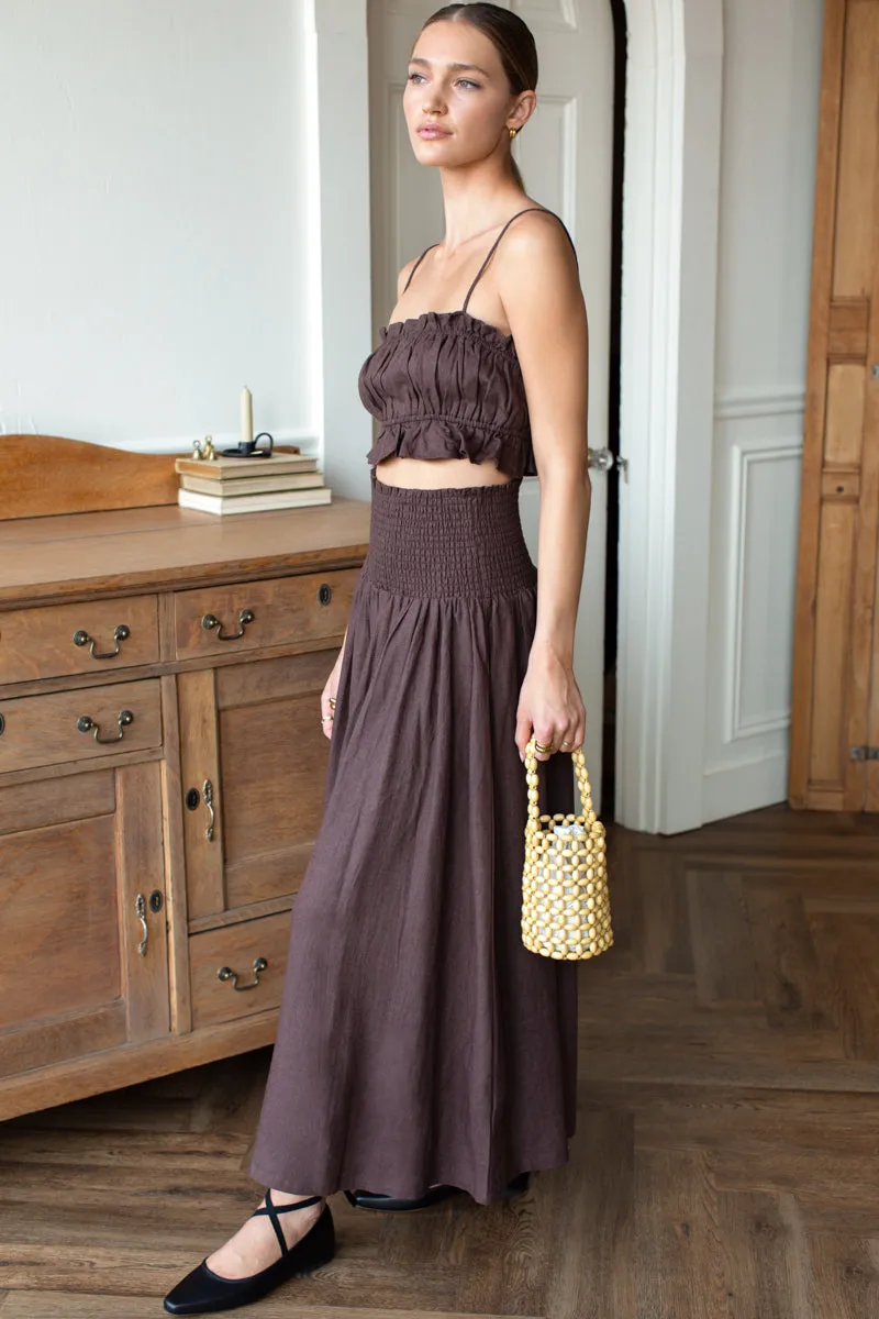 Smocked Maxi Skirt - Vintage Chestnut Linen sold by Emerson Fry product image thumbnail 4