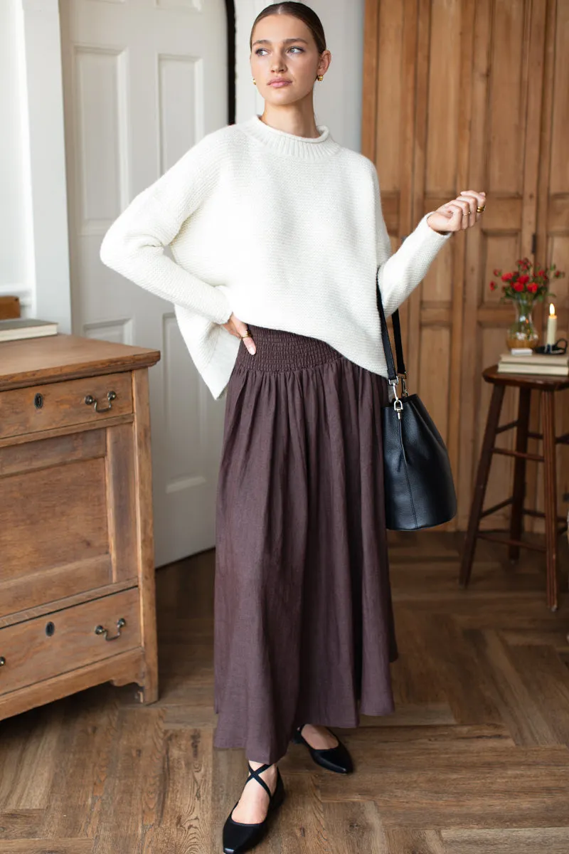 Smocked Maxi Skirt - Vintage Chestnut Linen sold by Emerson Fry product image thumbnail 2