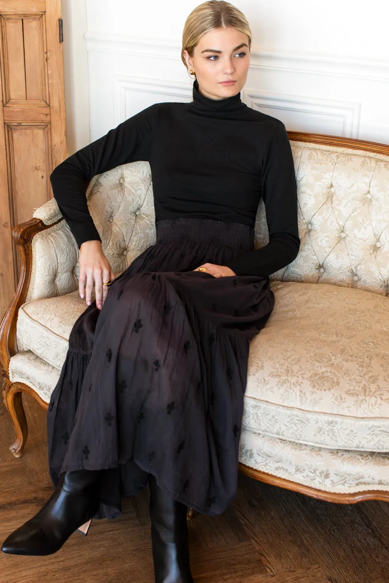 Shirred Skirt - Embroidered Clover Midnight sold by Emerson Fry product image thumbnail 3