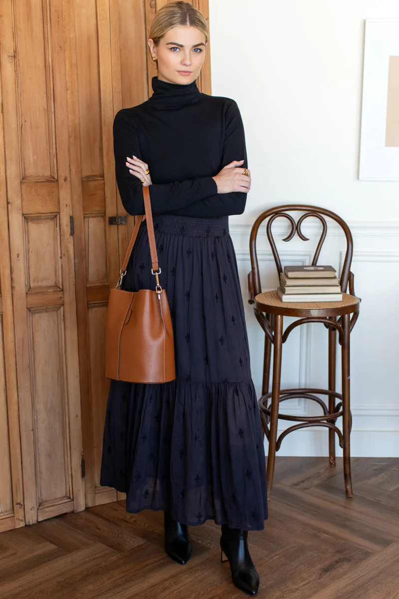 Shirred Skirt - Embroidered Clover Midnight sold by Emerson Fry product image thumbnail 2