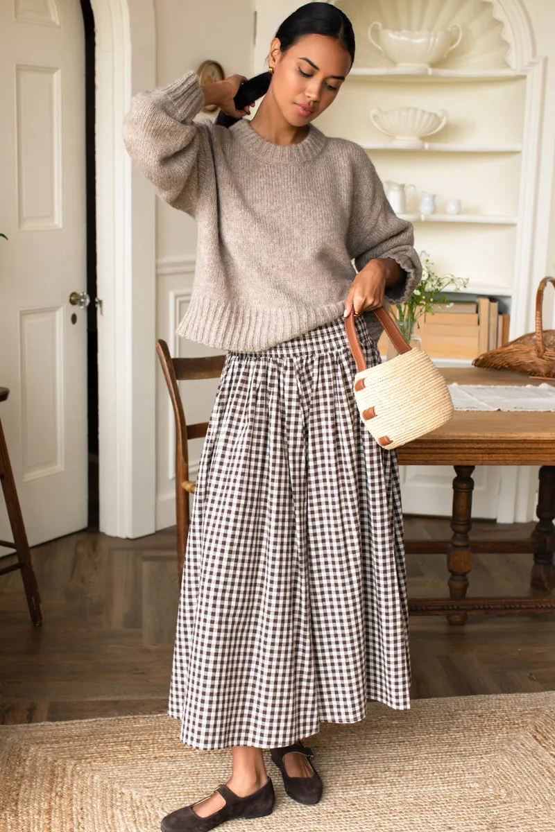 Smocked Maxi Skirt - Cocoa Gingham sold by Emerson Fry product image thumbnail 3