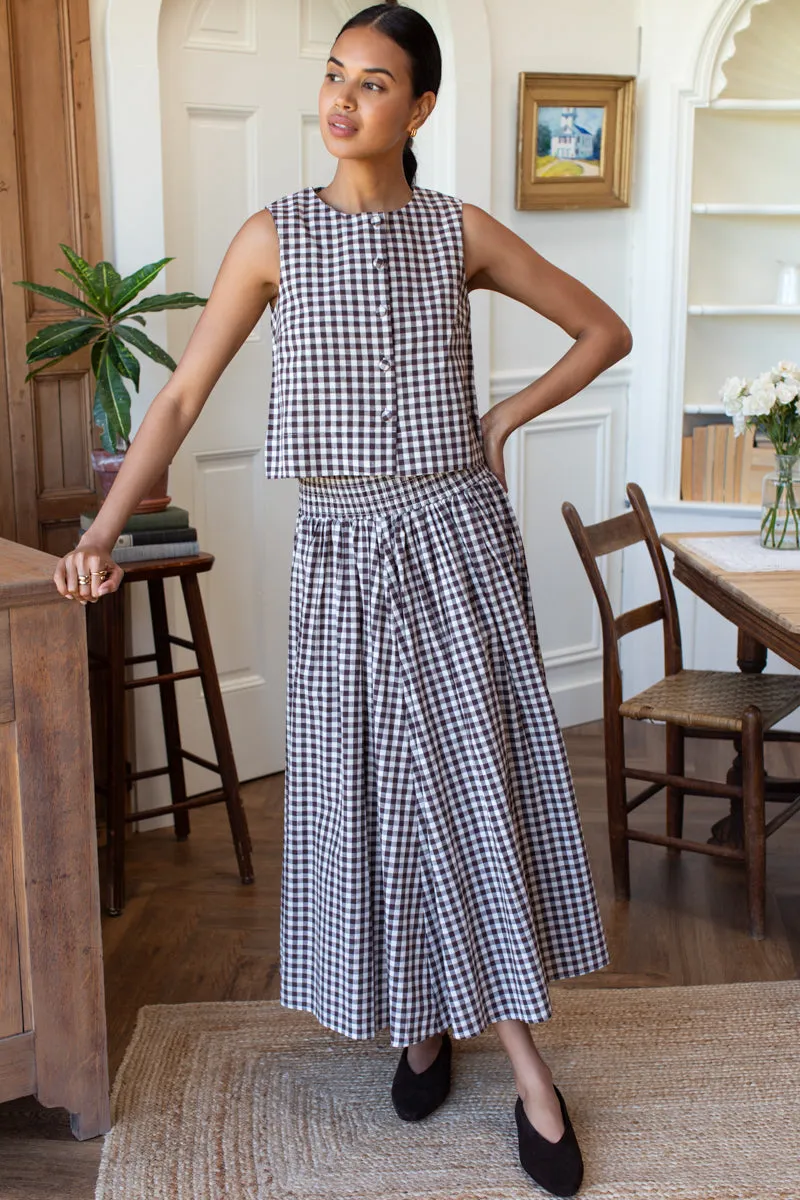 Smocked Maxi Skirt - Cocoa Gingham sold by Emerson Fry product image thumbnail 5